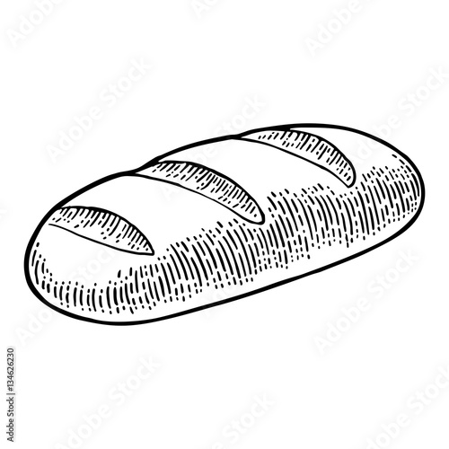 Loaf of bread. Vector black hand drawn vintage engraving