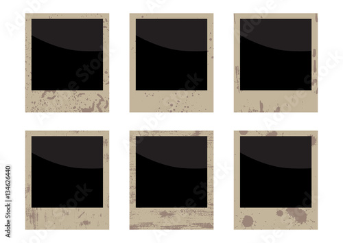 vector blank grunge vintage photo frame set