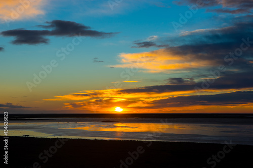 Sunset on Iceland Beach with Beautiful Sky in Winter © klenger