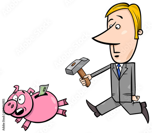 businessman chase piggy bank