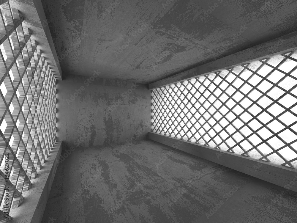 Obraz premium Dark empty room. Concrete rusty walls. Architecture grunge backg