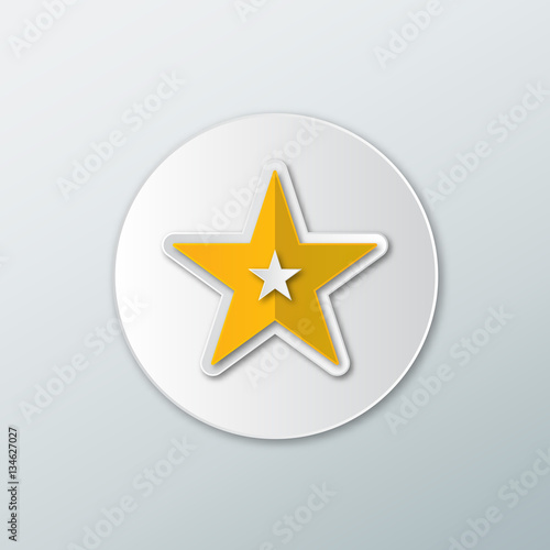 Icon yellow star in a flat style with shadow on a white background