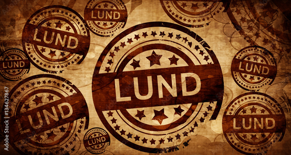 Lund, vintage stamp on paper background