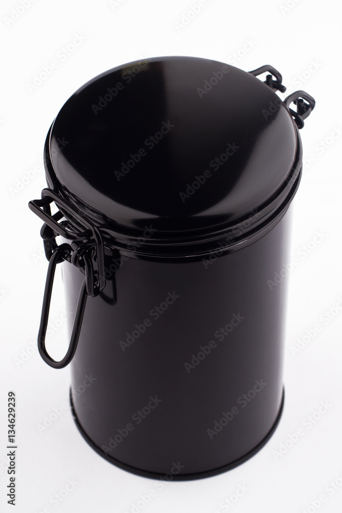 top view of metallic black thin can container cylinder form isol top view of metallic black thin can container cylinder form isol