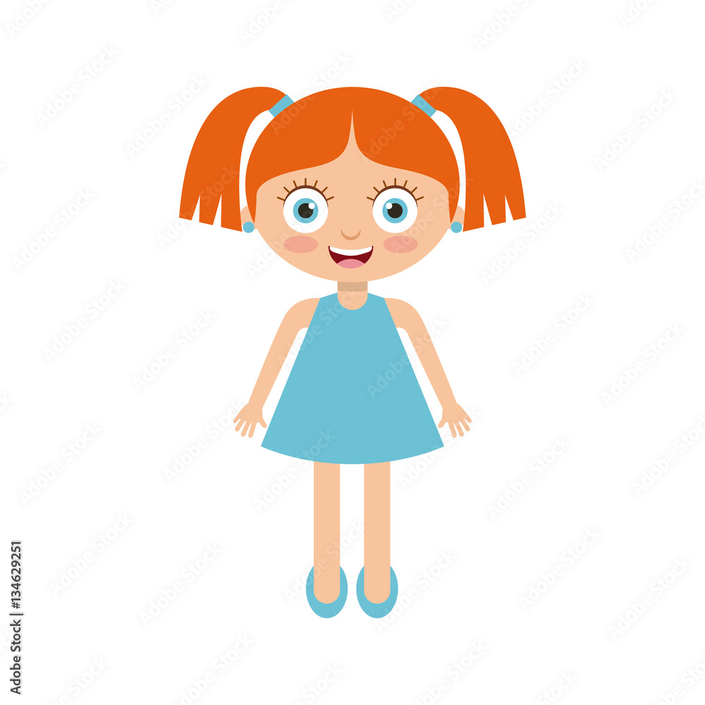 cute happy girl wearing a blue dress over white background. colorful design. vector illustration cute happy girl wearing a blue dress over white background. colorful design. vector illustration