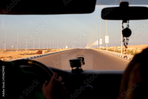 view through windshield in Egypt