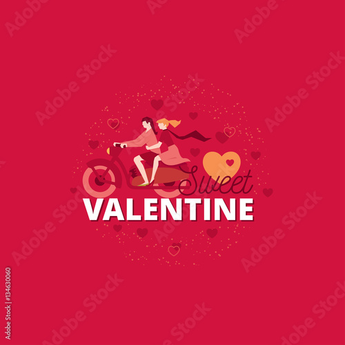 Sweet Valentine. Valentines romantic characters poster design