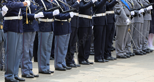 armed officers of the Italian police in uniform during the parad