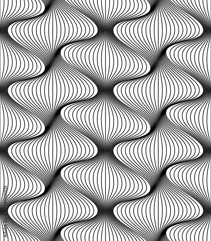 Vector seamless texture. Modern geometric background. Repeating pattern with thin winding threads.