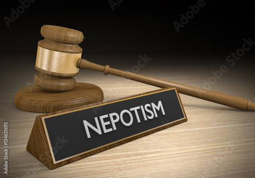 Laws against nepotism or favoritism of friends and relatives for jobs and advantages, 3D rendering photo