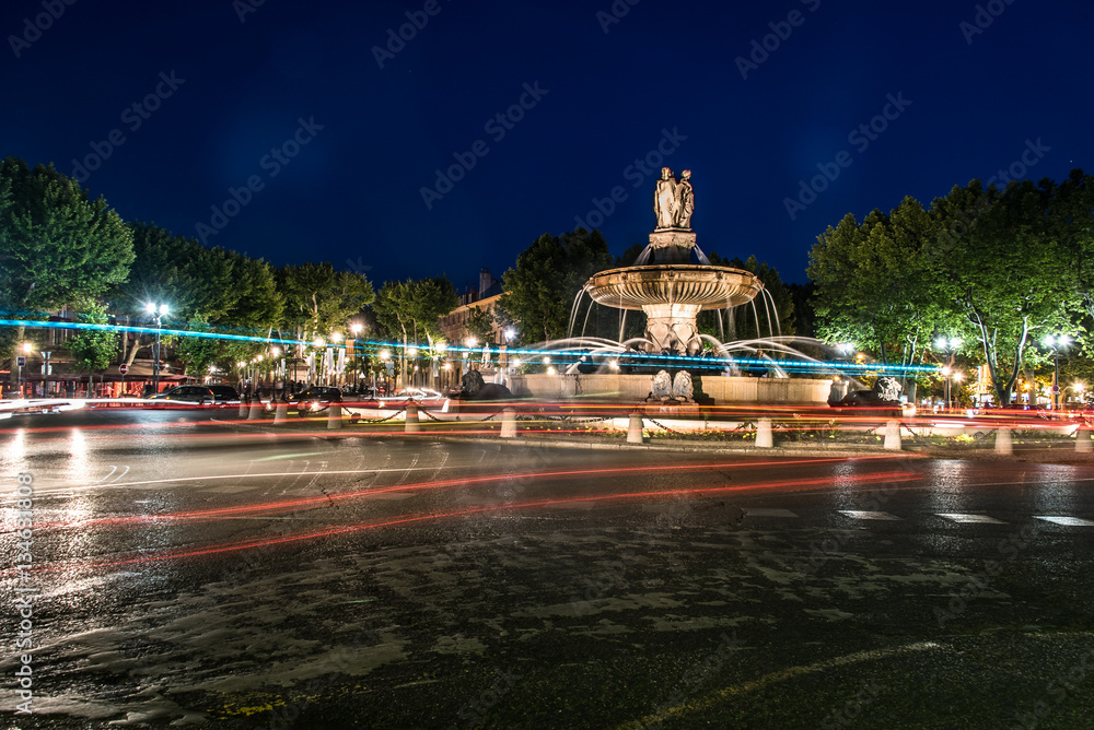 Place de la Rotonde de nuit, Aix en Provence Stock Photo | Adobe Stock