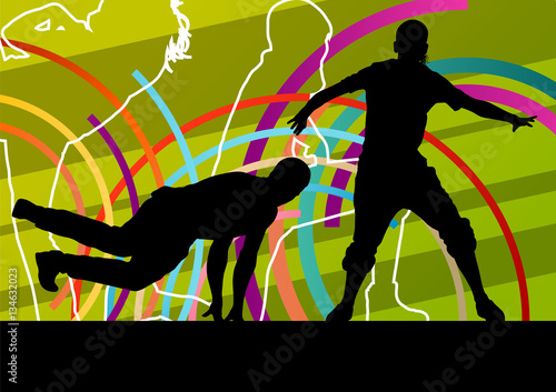 Street dancers young active and healthy people silhouettes vecto