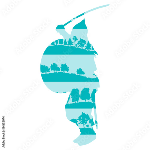 Medieval knight or ancient warrior vector background concept mad