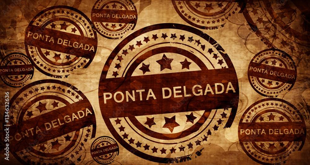 Ponta delgada, vintage stamp on paper background