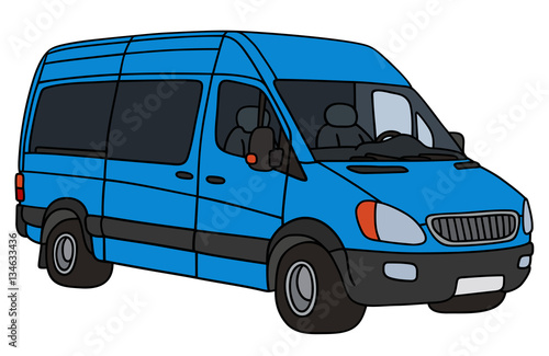 Hand drawing of a blue van