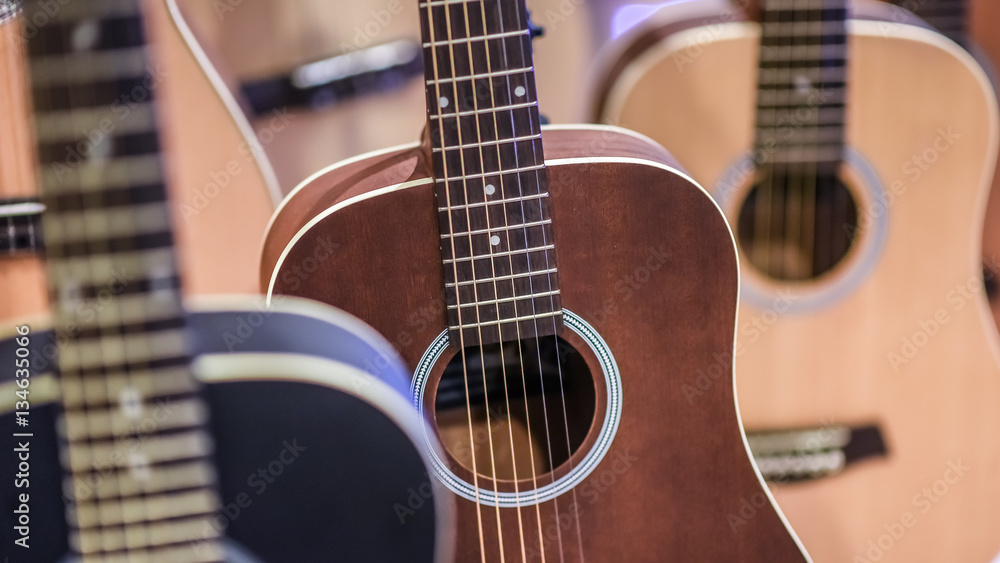 Obraz premium Classical acoustic guitar strings in a vintage style. 