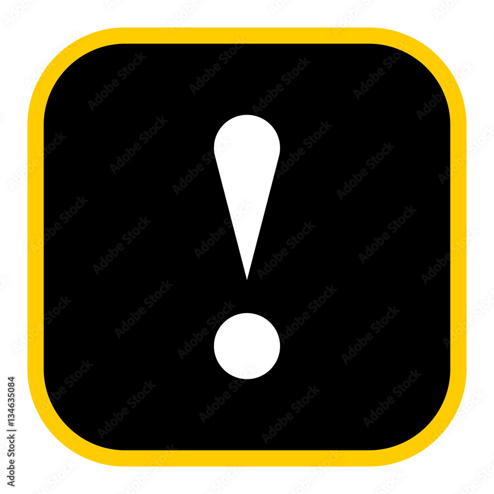 Black square exclamation mark icon warning sign attention button Black square exclamation mark icon warning sign attention button