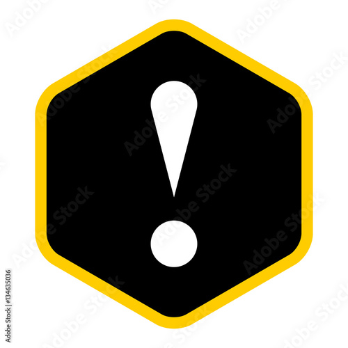 Black sexangle exclamation mark icon warning sign attention butt