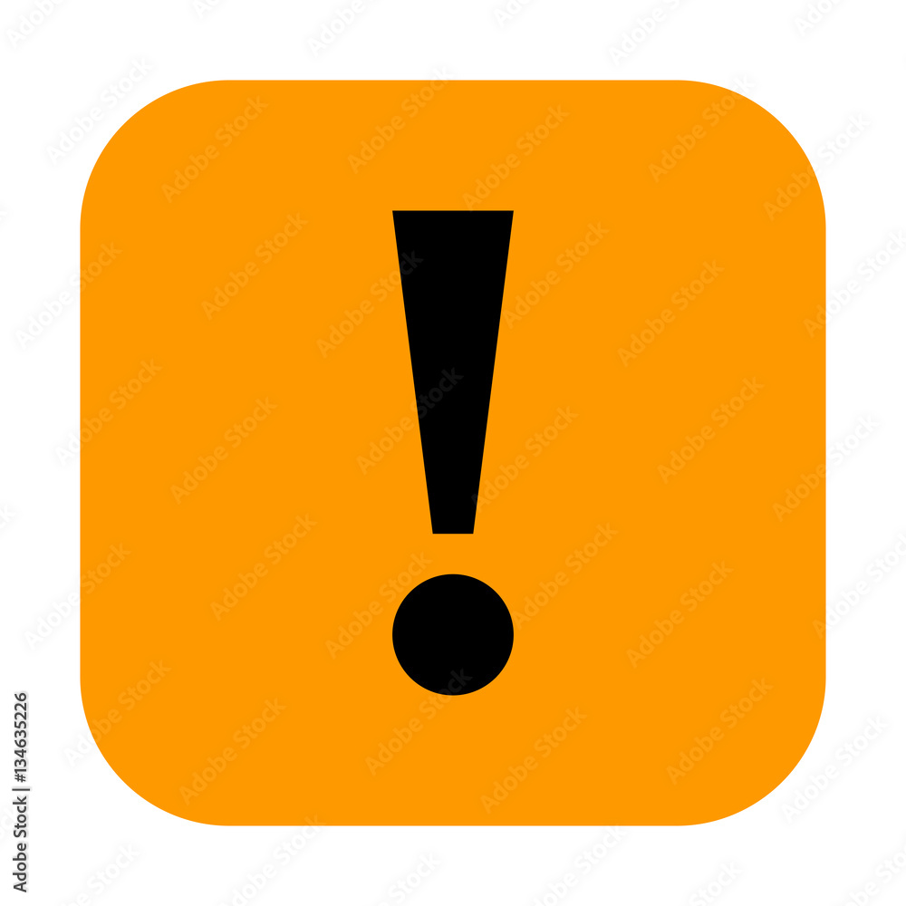 Orange square exclamation mark icon warning sign attention butto Orange square exclamation mark icon warning sign attention butto