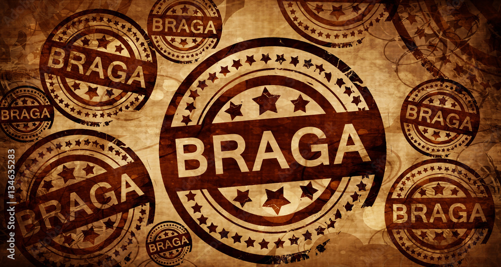 Braga, vintage stamp on paper background