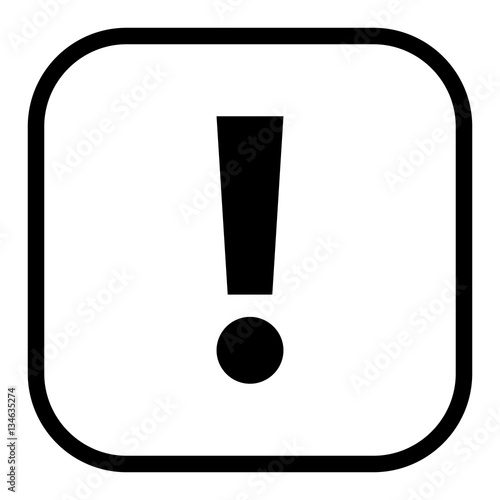 Black square exclamation mark icon warning sign attention button