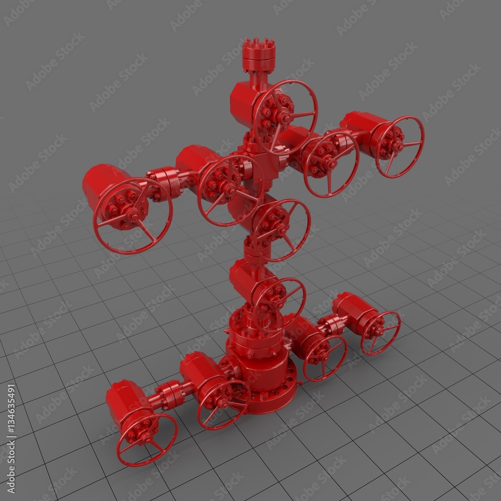 Industrial Wellhead Christmas Tree Stock 3D asset Adobe Stock