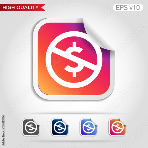 Colored icon or button of stop usd symbol with background