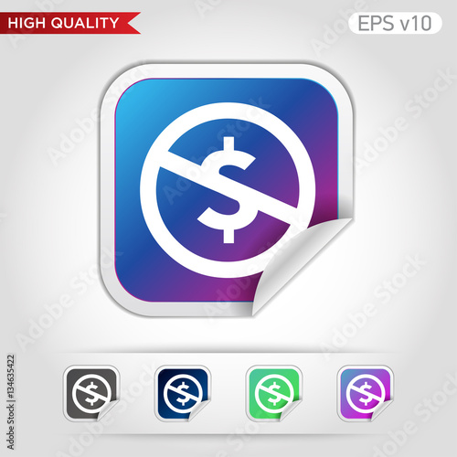 Colored icon or button of stop usd symbol with background