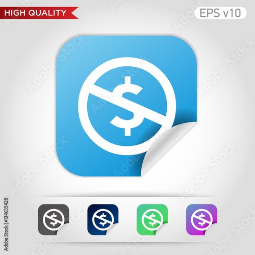 Colored icon or button of stop usd symbol with background