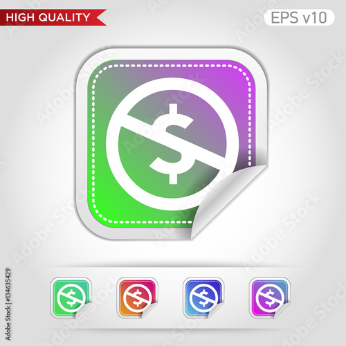 Colored icon or button of stop usd symbol with background