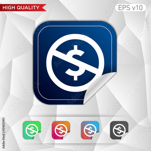Colored icon or button of stop usd symbol with background