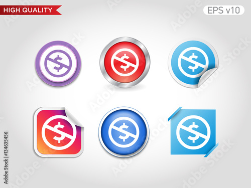 Colored icon or button of stop usd symbol with background