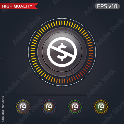 Colored icon or button of stop usd symbol with background