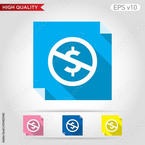 Colored icon or button of stop usd symbol with background