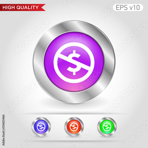 Colored icon or button of stop usd symbol with background
