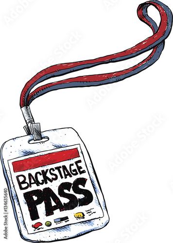 A cartoon of a backstage pass on a lanyard.