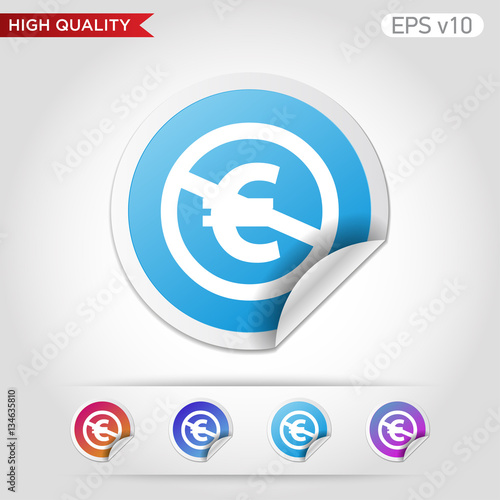 Colored icon or button of stop euro symbol with background