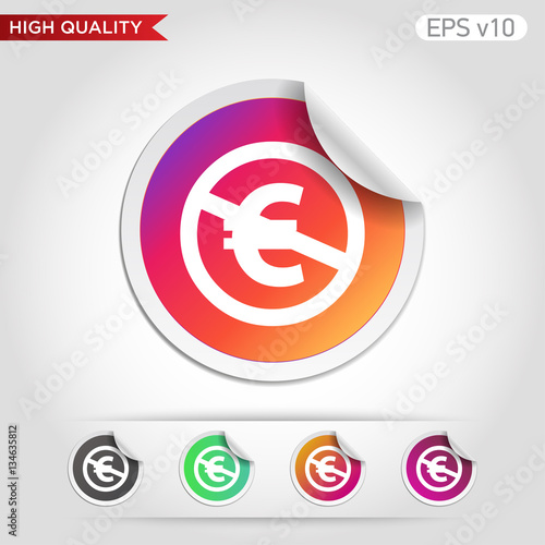 Colored icon or button of stop euro symbol with background