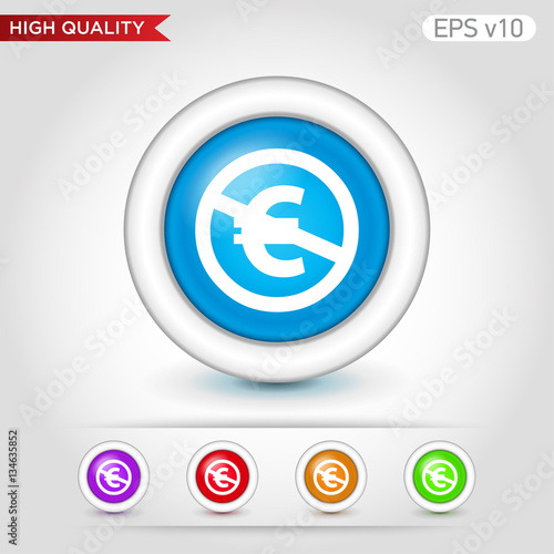 Colored icon or button of stop euro symbol with background