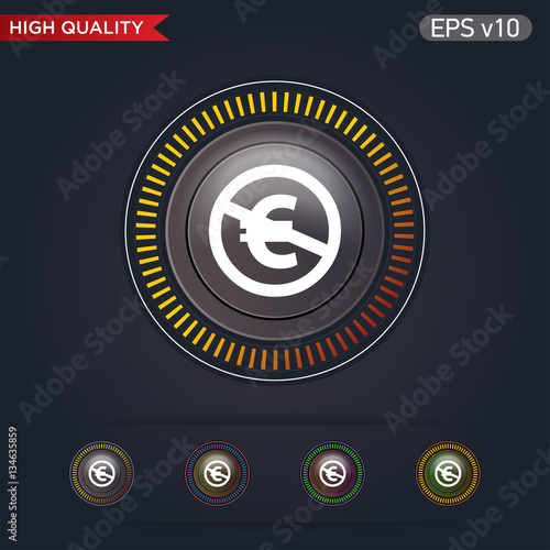 Colored icon or button of stop euro symbol with background