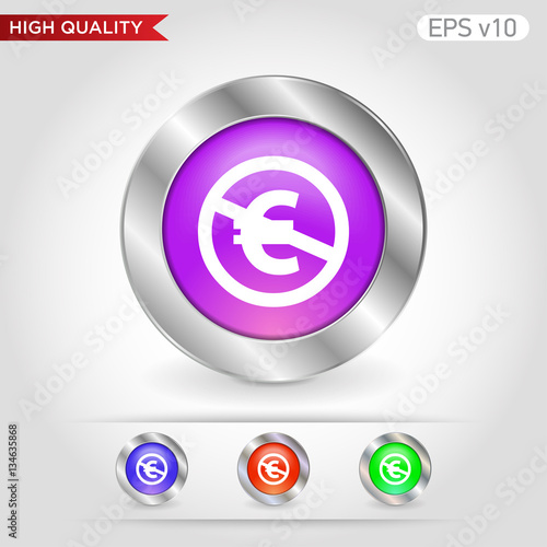 Colored icon or button of stop euro symbol with background