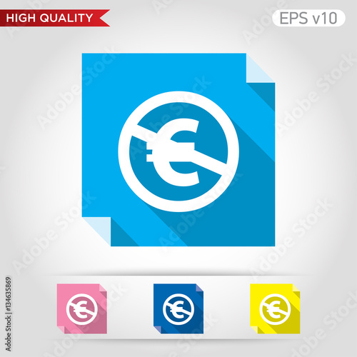 Colored icon or button of stop euro symbol with background