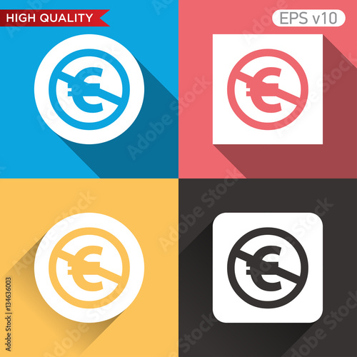 Colored icon or button of stop euro symbol with background
