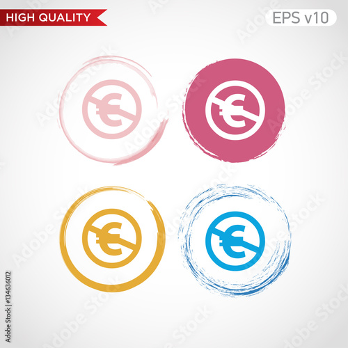 Colored icon or button of stop euro symbol with background