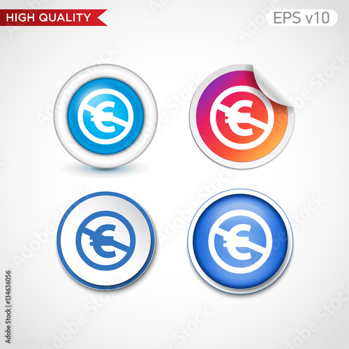 Colored icon or button of stop euro symbol with background