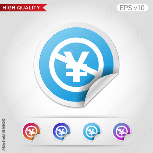Colored icon or button of stop yen symbol with background