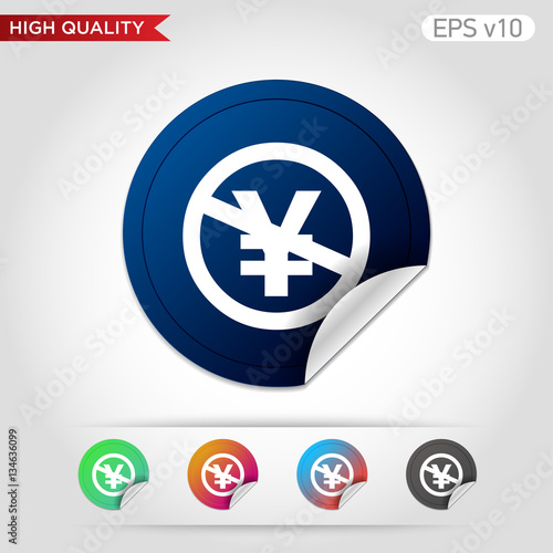 Colored icon or button of stop yen symbol with background