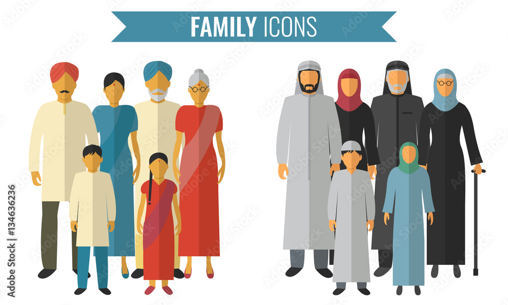Family icons set. Traditional Culture. Vector - obrazy, fototapety, plakaty 