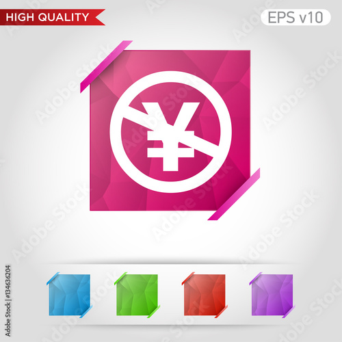 Colored icon or button of stop yen symbol with background