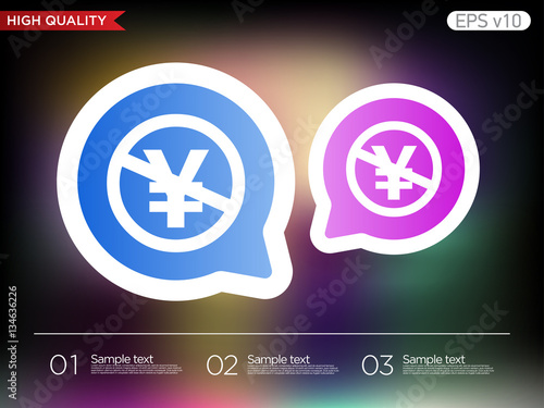 Colored icon or button of stop yen symbol with background